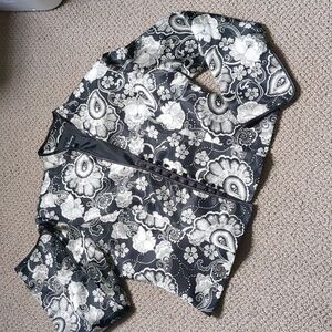 Msk Satin Floral Paisley Black and Ivory Evening Jacket
